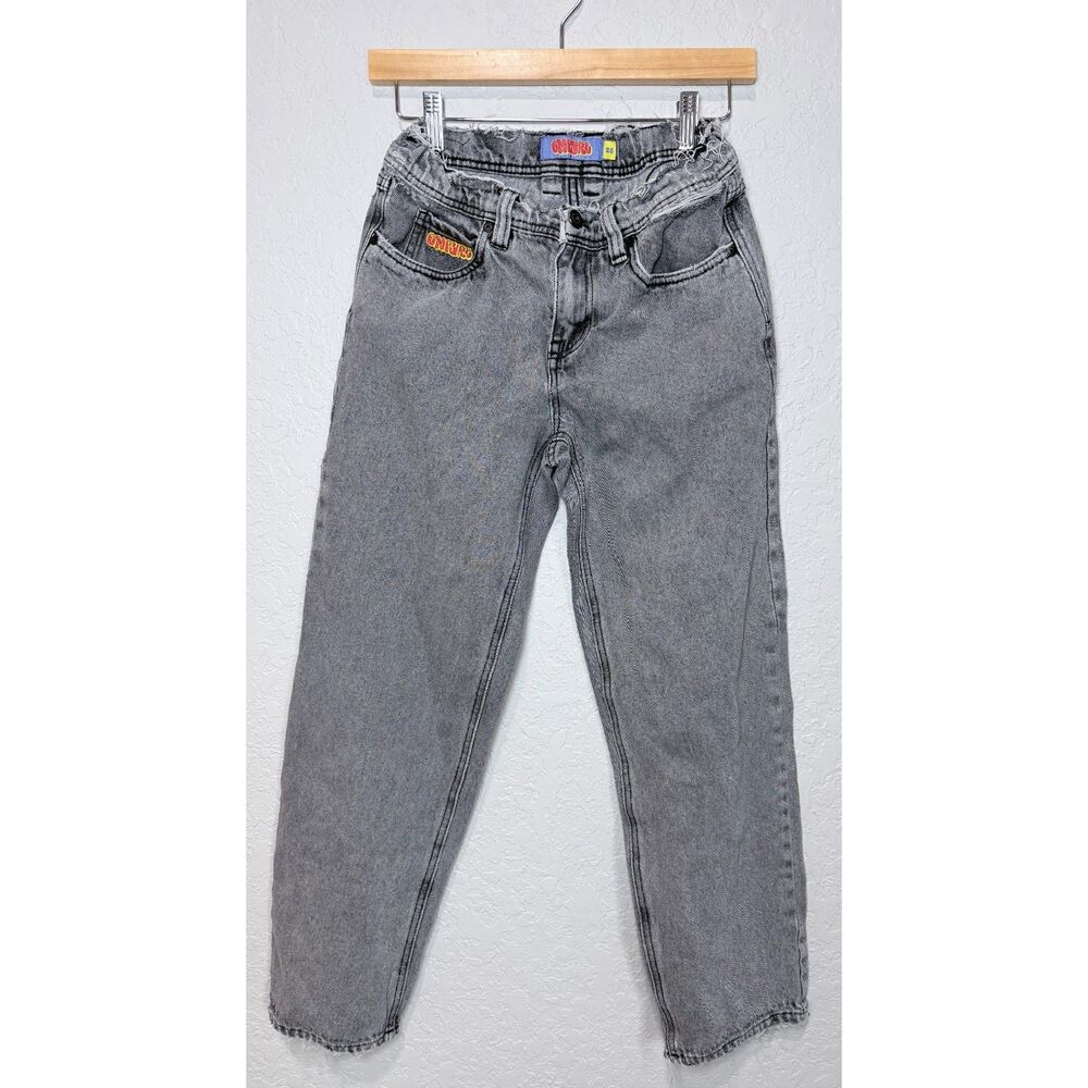 Empyre Jeans 26 Gray Wash Relaxed Straight Leg Frayed Hem Grunge Skater Y2K